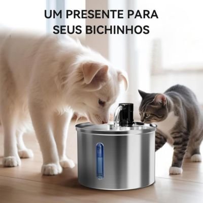 Bebedouro Automático para Cães e Gatos em Aço Inoxidável